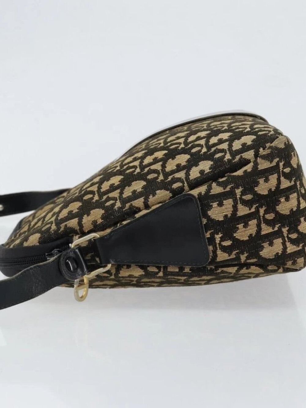 Christian Dior Trotter Canvas Shoulder Bag Navy Gold Auth - Picture 4 of 16